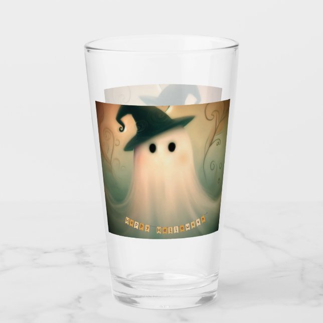 Halloween/Ghost/Fall/Whimsical Ornament Glass (Front)