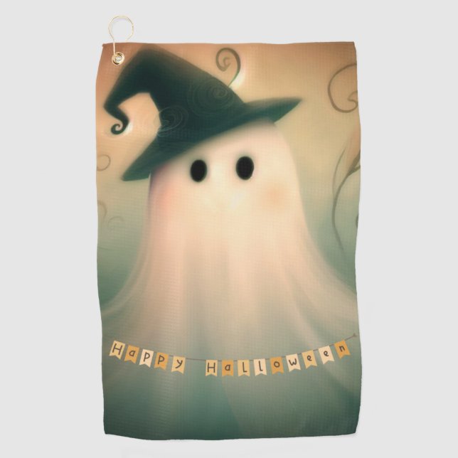 Halloween/Ghost/Fall/Whimsical Ornament Golf Towel (Front)