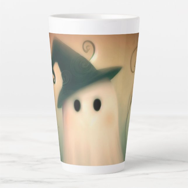Halloween/Ghost/Fall/Whimsical Ornament Latte Mug (Front)