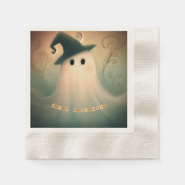 Halloween/Ghost/Fall/Whimsical Ornament Napkin (Front)