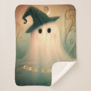 Halloween/Ghost/Fall/Whimsical Ornament Sherpa Blanket