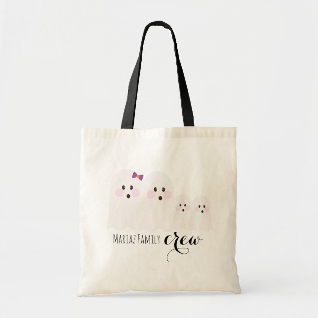 Halloween Ghost Family Name Crew Mum Dad  Brothers Tote Bag (Front)