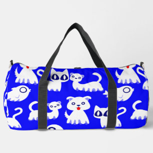 halloween ghost ferret dog blue duffle bag