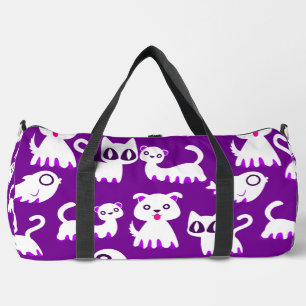 halloween ghost ferret dog purple duffle bag
