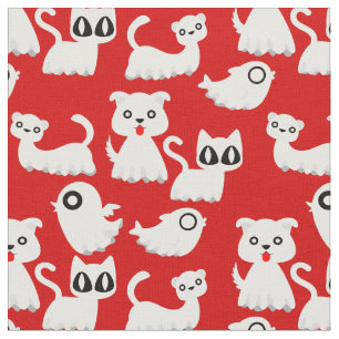 halloween ghost ferret dog red fabric