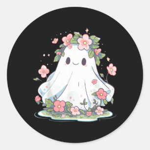Halloween Ghost Flower Women Girls Halloween Classic Round Sticker