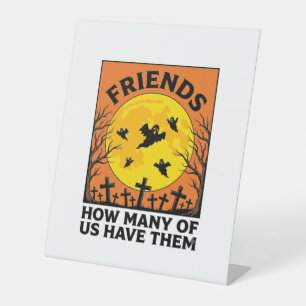 Halloween Ghost Friends Funny Vintage Horror_1 Pedestal Sign