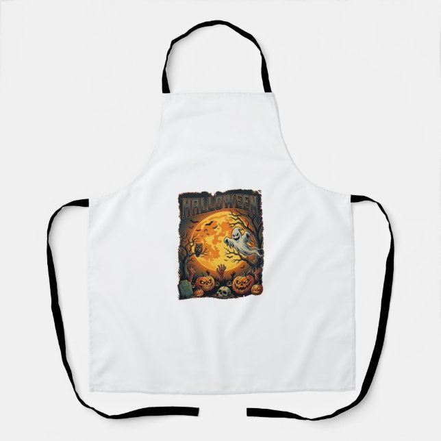 Halloween Ghost Full Moon Jack Lanterns Zombie Han Apron (Front)