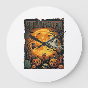 Halloween Ghost Full Moon Jack Lanterns Zombie Han Large Clock