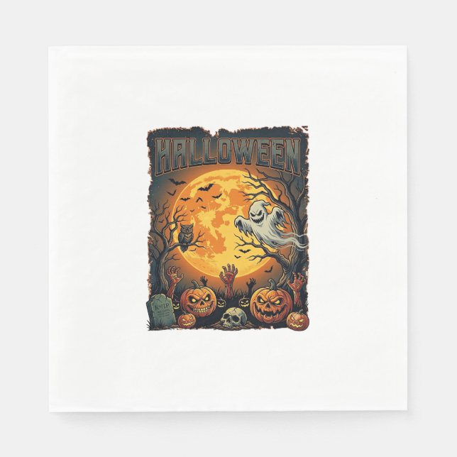 Halloween Ghost Full Moon Jack Lanterns Zombie Han Napkin (Front)