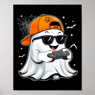 Halloween Ghost Gamer Scary Costume Gaming Men Boy Poster