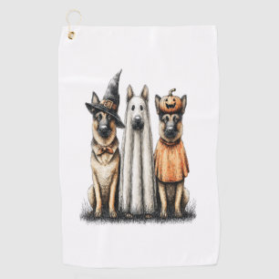 Halloween Ghost German Shepherd Dog Golf Towel