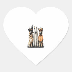 Halloween Ghost German Shepherd Dog Heart Sticker