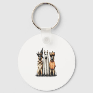 Halloween Ghost German Shepherd Dog Key Ring