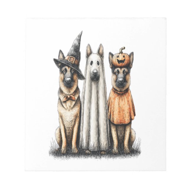 Halloween Ghost German Shepherd Dog Notepad (Front)