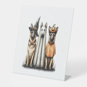 Halloween Ghost German Shepherd Dog Pedestal Sign