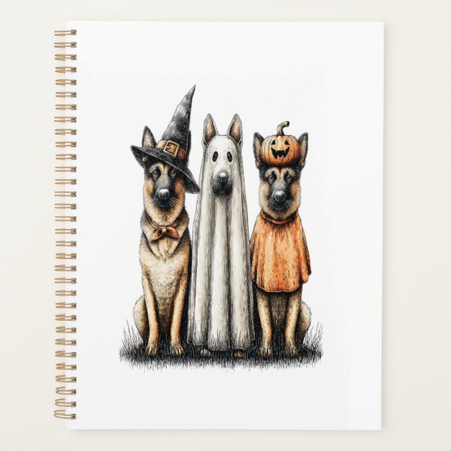 Halloween Ghost German Shepherd Dog Planner (Front)