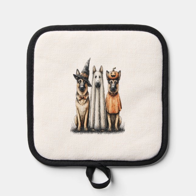 Halloween Ghost German Shepherd Dog Pot Holder (Front)