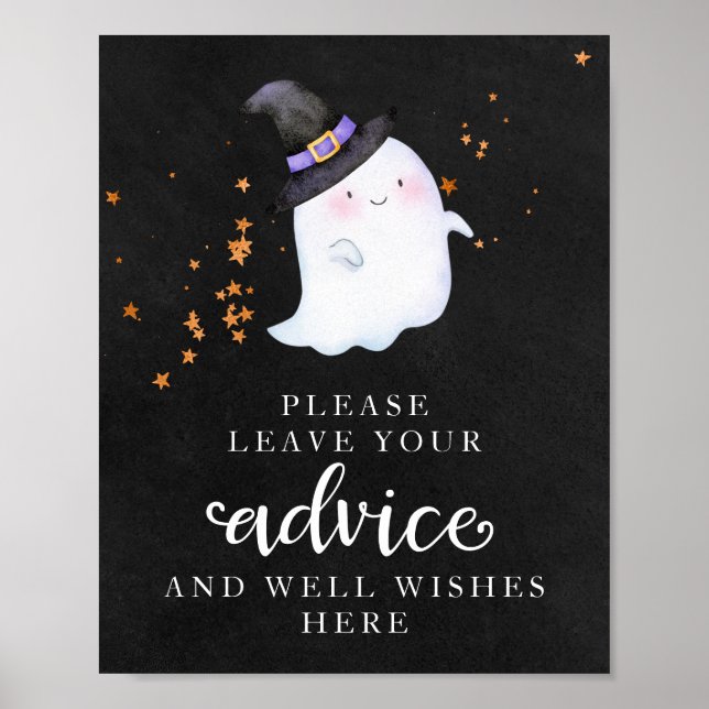 Halloween Ghost Girl Baby Shower Advice Sign (Front)