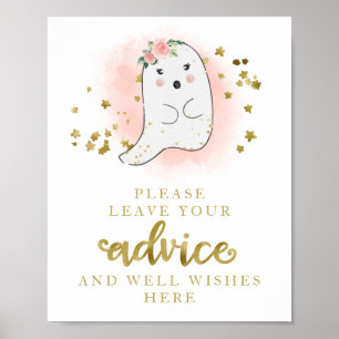 Halloween Ghost Girl Baby Shower Advice Sign