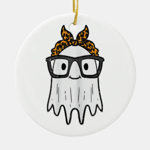 Halloween Ghost Glasses Cute Ceramic Ornament