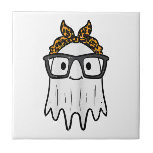 Halloween Ghost Glasses Cute Ceramic Tile