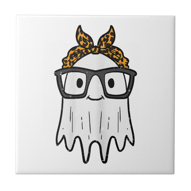 Halloween Ghost Glasses Cute Ceramic Tile (Front)
