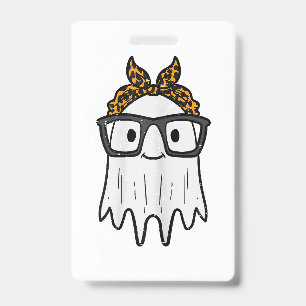Halloween Ghost Glasses Cute ID Badge