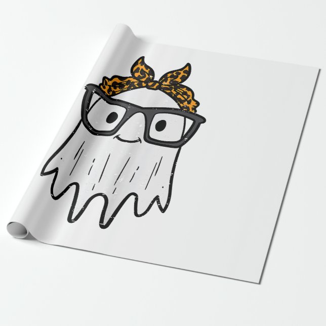 Halloween Ghost Glasses Cute Wrapping Paper (Unrolled)