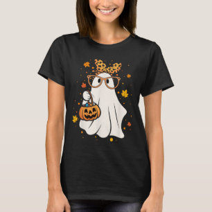 Halloween Ghost Gles Cute Leopard Ndana Girl Women T-Shirt
