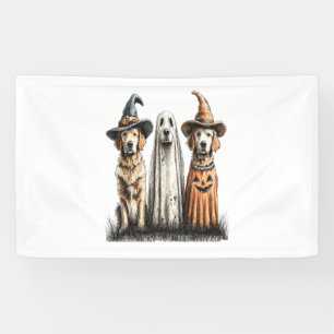 Halloween Ghost Golden Retriever Dog Banner