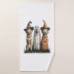 Halloween Ghost Golden Retriever Dog Bath Towel