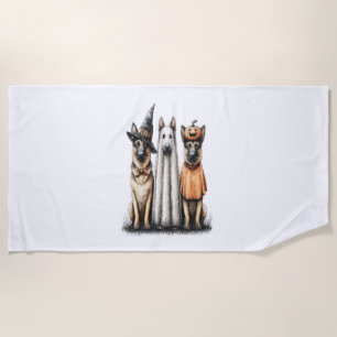 Halloween Ghost Golden Retriever Dog Beach Towel