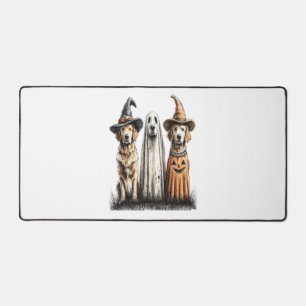 Halloween Ghost Golden Retriever Dog Desk Mat