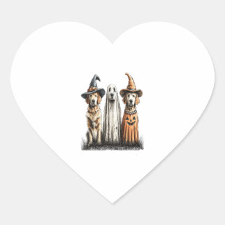 Halloween Ghost Golden Retriever Dog Heart Sticker