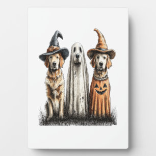 Halloween Ghost Golden Retriever Dog Plaque