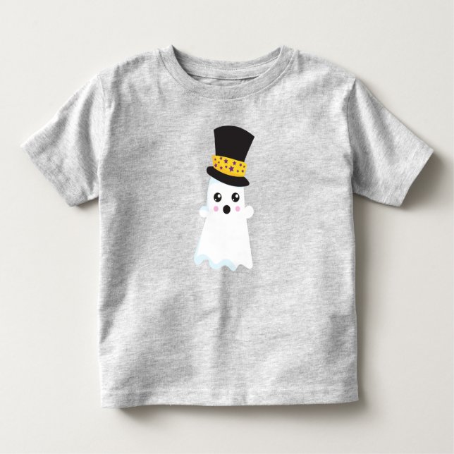 Halloween, Ghost, Hat, Boo, Trick Or Treat Toddler T-Shirt (Front)