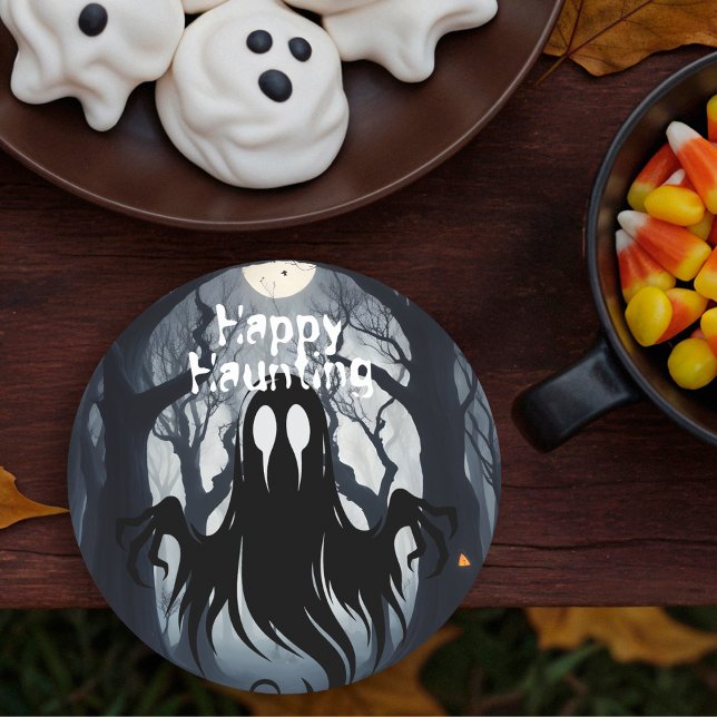 Halloween Ghost Haunted Forest Costume Party Round Paper Coaster (Creator Uploaded)