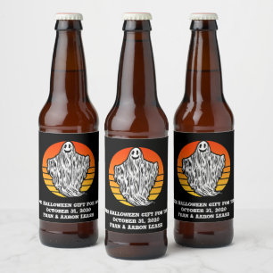 Halloween Ghost Have a Boo-tiful Retro Vintage Beer Bottle Label