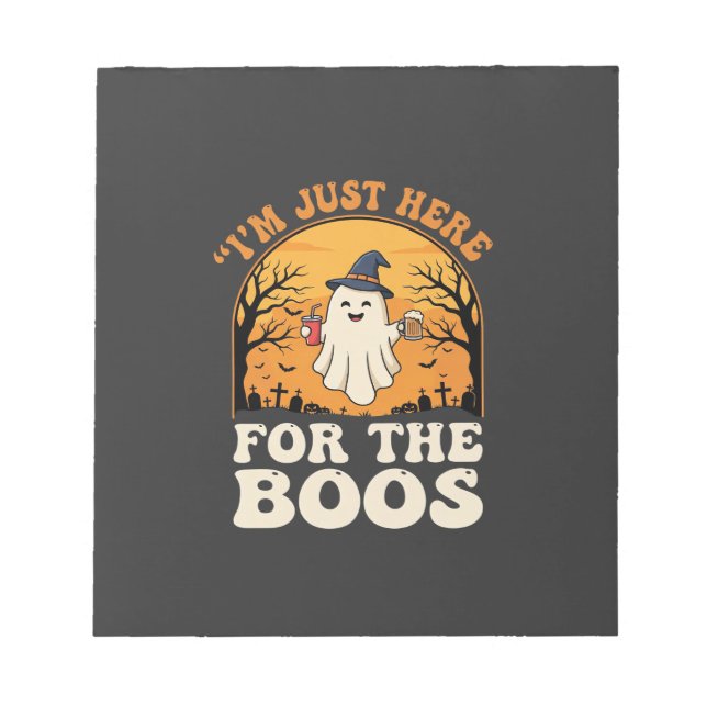 Halloween Ghost Here For The Boos Notepad (Front)