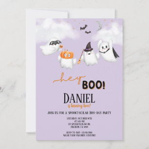 Halloween Ghost Hey Boo Birthday Party Invitation