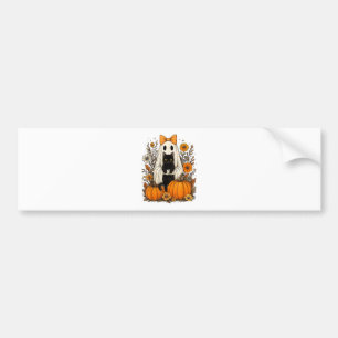 Halloween Ghost Holding Black Cat Bumper Sticker