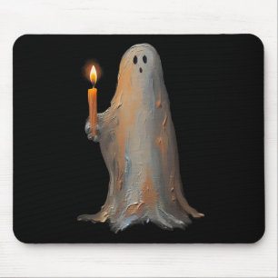 Halloween Ghost Holding Candle Spooky Mouse Pad