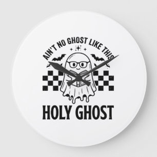 Halloween Ghost Holy Ghost Funny Vintage Checkerbo Large Clock