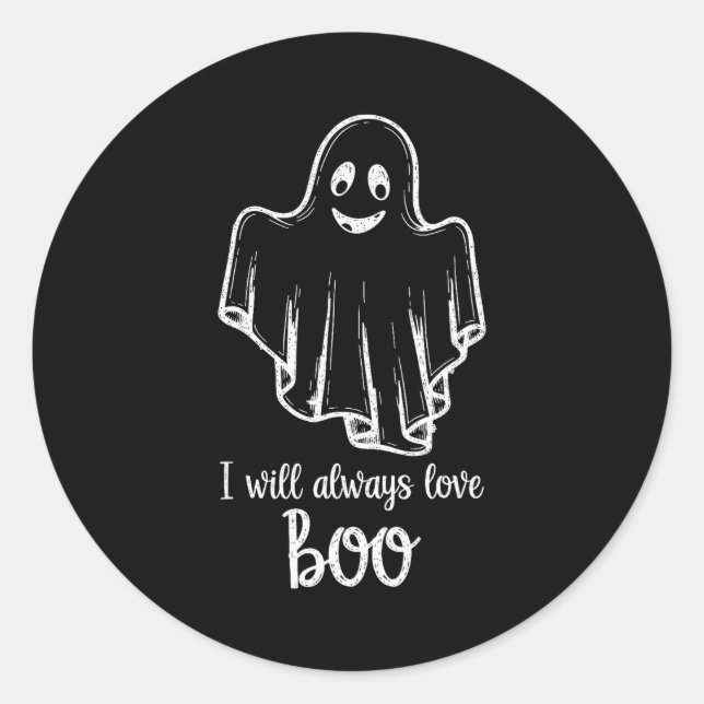 Halloween Ghost I Will Always Love Boo  Classic Round Sticker (Front)