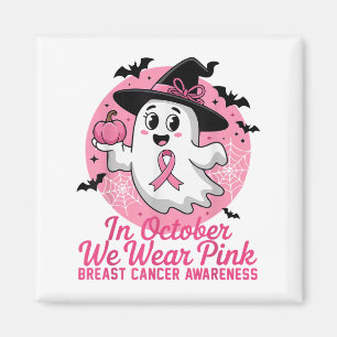 Halloween Ghost In October We Wear Nk Breast Cance Magnet