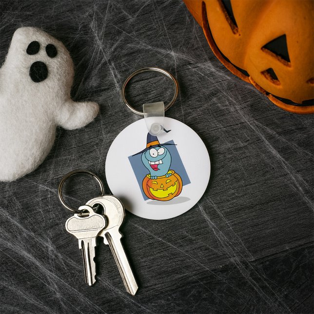 Halloween Ghost in Pumpkin Spooky Witch  Key Ring (Creator Uploaded)