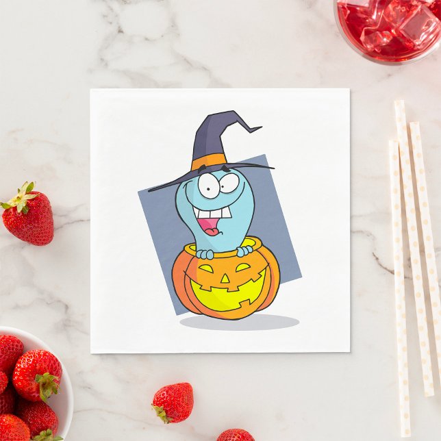 Halloween Ghost in Pumpkin Spooky Witch  Napkin (Creator Uploaded)