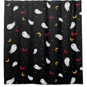 Halloween ghost in the night shower curtain