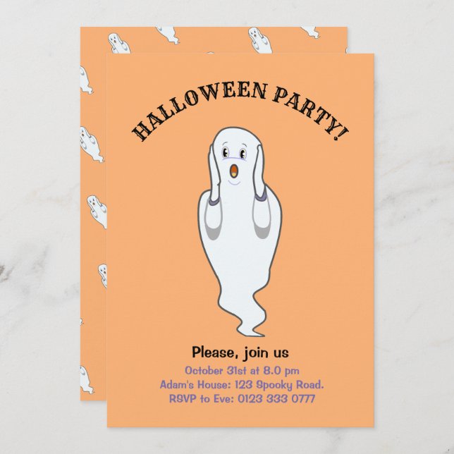 Halloween Ghost Invitation (Front/Back)